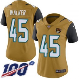 Jaguars #44 Travon Walker Gold Women's Stitched NFL Limited Rush 100th Season Jersey