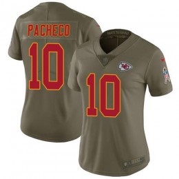 Chiefs #10 Isiah Pacheco Olive Women's Stitched NFL Limited 2017 Salute To Service Jersey