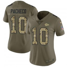 Chiefs #10 Isiah Pacheco Olive/Camo Women's Stitched NFL Limited 2017 Salute To Service Jersey