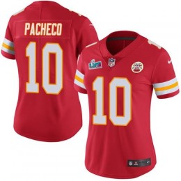 Chiefs #10 Isiah Pacheco Red Team Color Super Bowl LVII Patch Women's Stitched NFL Vapor Untouchable Limited Jersey