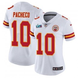 Chiefs #10 Isiah Pacheco White Super Bowl LVII Patch Women's Stitched NFL Vapor Untouchable Limited Jersey