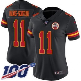 Chiefs #11 Marquez Valdes-Scantling Black Women's Stitched NFL Limited Rush 100th Season Jersey