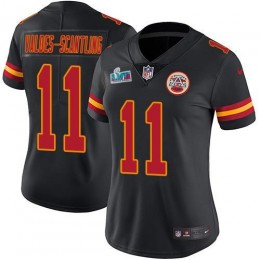 Chiefs #11 Marquez Valdes-Scantling Black Super Bowl LVII Patch Women's Stitched NFL Limited Rush Jersey