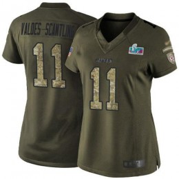 Chiefs #11 Marquez Valdes-Scantling Green Super Bowl LVII Patch Women's Stitched NFL Limited 2015 Salute To Service Jersey