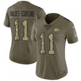 Chiefs #11 Marquez Valdes-Scantling Olive/Camo Women's Stitched NFL Limited 2017 Salute To Service Jersey