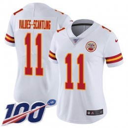 Chiefs #11 Marquez Valdes-Scantling White Women's Stitched NFL 100th Season Vapor Limited Jersey
