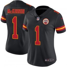 Chiefs #1 Jerick McKinnon Black Women's Stitched NFL Limited Rush Jersey