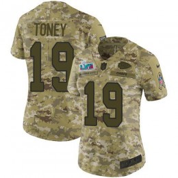Chiefs #19 Kadarius Toney Camo Super Bowl LVII Patch Women's Stitched NFL Limited 2018 Salute To Service Jersey