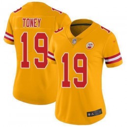 Chiefs #19 Kadarius Toney Gold Women's Stitched NFL Limited Inverted Legend 100th Season Jersey