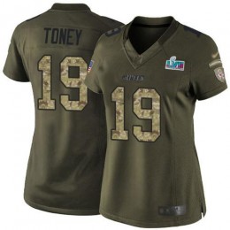 Chiefs #19 Kadarius Toney Green Super Bowl LVII Patch Women's Stitched NFL Limited 2015 Salute To Service Jersey
