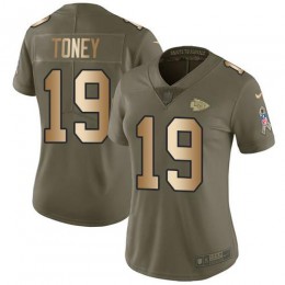 Chiefs #19 Kadarius Toney Olive/Gold Women's Stitched NFL Limited 2017 Salute To Service Jersey