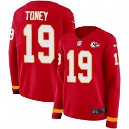 Chiefs #19 Kadarius Toney Red Team Color Women's Stitched NFL Limited Therma Long Sleeve Jersey