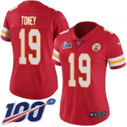 Chiefs #19 Kadarius Toney Red Team Color Super Bowl LVII Patch Women's Stitched NFL 100th Season Vapor Limited Jersey