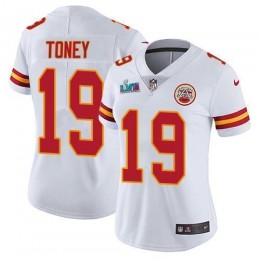 Chiefs #19 Kadarius Toney White Super Bowl LVII Patch Women's Stitched NFL Vapor Untouchable Limited Jersey