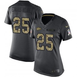 Chiefs #25 Clyde Edwards-Helaire Black Women's Stitched NFL Limited 2016 Salute To Service Jersey