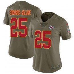 Chiefs #25 Clyde Edwards-Helaire Olive Women's Stitched NFL Limited 2017 Salute To Service Jersey