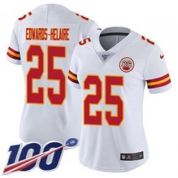 Chiefs #25 Clyde Edwards-Helaire White Women's Stitched NFL 100th Season Vapor Untouchable Limited Jersey