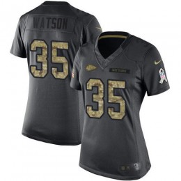 Chiefs #35 Jaylen Watson Black Women's Stitched NFL Limited 2016 Salute To Service Jersey