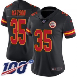Chiefs #35 Jaylen Watson Black Women's Stitched NFL Limited Rush 100th Season Jersey
