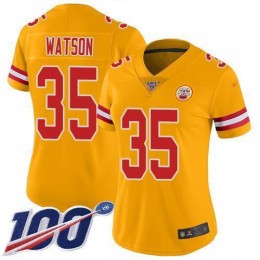 Chiefs #35 Jaylen Watson Gold Women's Stitched NFL Limited Inverted Legend 100th Season Jersey