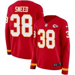 Chiefs #38 L'Jarius Sneed Red Team Color Women's Stitched NFL Limited Therma Long Sleeve Jersey