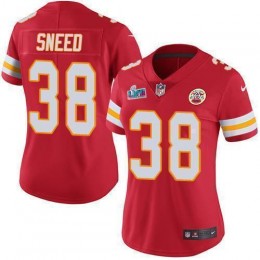 Chiefs #38 L'Jarius Sneed Red Team Color Super Bowl LVII Patch Women's Stitched NFL Vapor Untouchable Limited Jersey