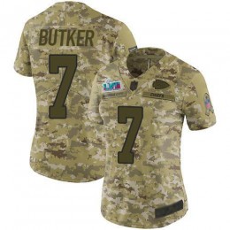 Chiefs #7 Harrison Butker Camo Super Bowl LVII Patch Women's Stitched NFL Limited 2018 Salute To Service Jersey