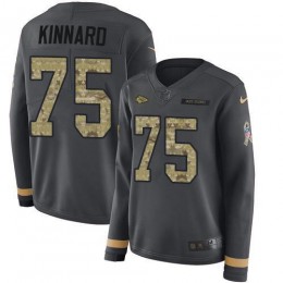Chiefs #75 Darian Kinnard Anthracite Salute To Service Women's Stitched NFL Limited Therma Long Sleeve Jersey