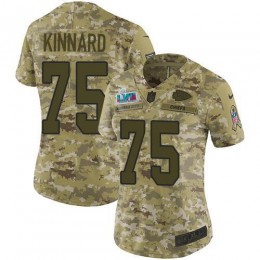 Chiefs #75 Darian Kinnard Camo Super Bowl LVII Patch Women's Stitched NFL Limited 2018 Salute To Service Jersey