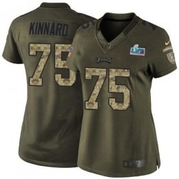 Chiefs #75 Darian Kinnard Green Super Bowl LVII Patch Women's Stitched NFL Limited 2015 Salute To Service Jersey