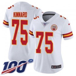 Chiefs #75 Darian Kinnard White Women's Stitched NFL 100th Season Vapor Limited Jersey