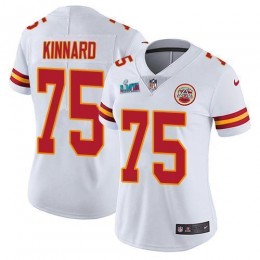 Chiefs #75 Darian Kinnard White Super Bowl LVII Patch Women's Stitched NFL Vapor Untouchable Limited Jersey
