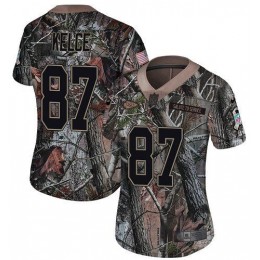 Chiefs #87 Travis Kelce Camo Women's Stitched NFL Limited Rush Realtree Jersey