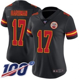 Kansas City Chiefs #17 Mecole Hardman Black Women's Stitched NFL Limited Rush 100th Season Jersey
