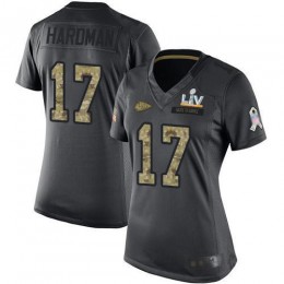 Kansas City Chiefs #17 Mecole Hardman Black Women's Super Bowl LV Bound Stitched NFL Limited 2016 Salute to Service Jersey