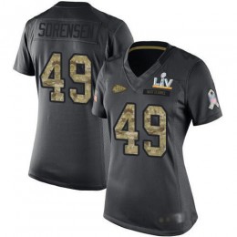 Kansas City Chiefs #49 Daniel Sorensen Black Women's Super Bowl LV Bound Stitched NFL Limited 2016 Salute to Service Jersey