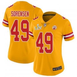 Kansas City Chiefs #49 Daniel Sorensen Gold Women's Super Bowl LV Bound Stitched NFL Limited Inverted Legend Jersey