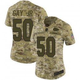 Kansas City Chiefs #50 Willie Gay Jr. Camo Women's Stitched NFL Limited 2018 Salute To Service Jersey