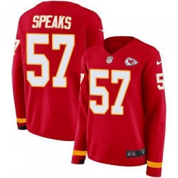 Kansas City Chiefs #57 Breeland Speaks Red Team Color Women's Stitched NFL Limited Therma Long Sleeve Jersey
