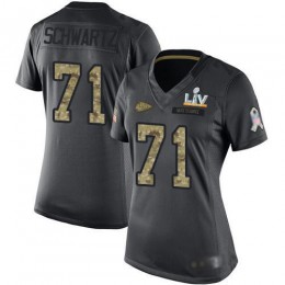 Kansas City Chiefs #71 Mitchell Schwartz Black Women's Super Bowl LV Bound Stitched NFL Limited 2016 Salute to Service Jersey
