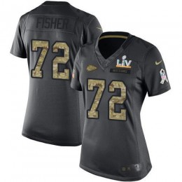 Kansas City Chiefs #72 Eric Fisher Black Women's Super Bowl LV Bound Stitched NFL Limited 2016 Salute to Service Jersey