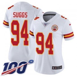 Kansas City Chiefs #94 Terrell Suggs White Women's Stitched NFL 100th Season Vapor Untouchable Limited Jersey