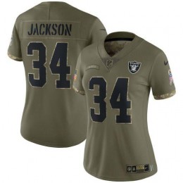 Las Vegas Raiders #34 Bo Jackson Women's 2022 Salute To Service Limited Jersey-Olive