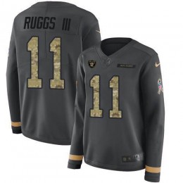 Las Vegas Raiders #11 Henry Ruggs III Anthracite Salute to Service Women's Stitched NFL Limited Therma Long Sleeve Jersey