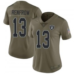 Las Vegas Raiders #13 Hunter Renfrow Olive Women's Stitched NFL Limited 2017 Salute to Service Jersey