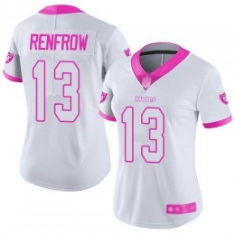 Las Vegas Raiders #13 Hunter Renfrow White/Pink Women's Stitched NFL Limited Rush Fashion Jersey
