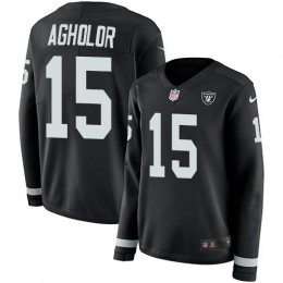 Las Vegas Raiders #15 Nelson Agholor Black Team Color Women's Stitched NFL Limited Therma Long Sleeve Jersey