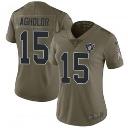 Las Vegas Raiders #15 Nelson Agholor Olive Women's Stitched NFL Limited 2017 Salute To Service Jersey