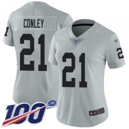 Las Vegas Raiders #21 Gareon Conley Silver Women's Stitched NFL Limited Inverted Legend 100th Season Jersey