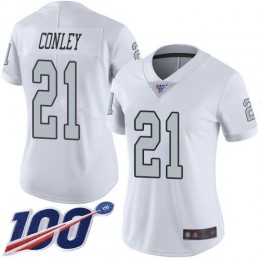 Las Vegas Raiders #21 Gareon Conley White Women's Stitched NFL Limited Rush 100th Season Jersey